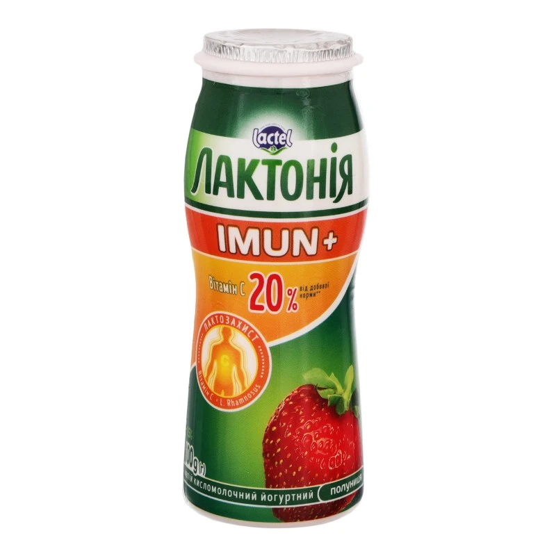 Напій кисломолочний 1.5% Полуниця Imun+ Лактонія, 100 г