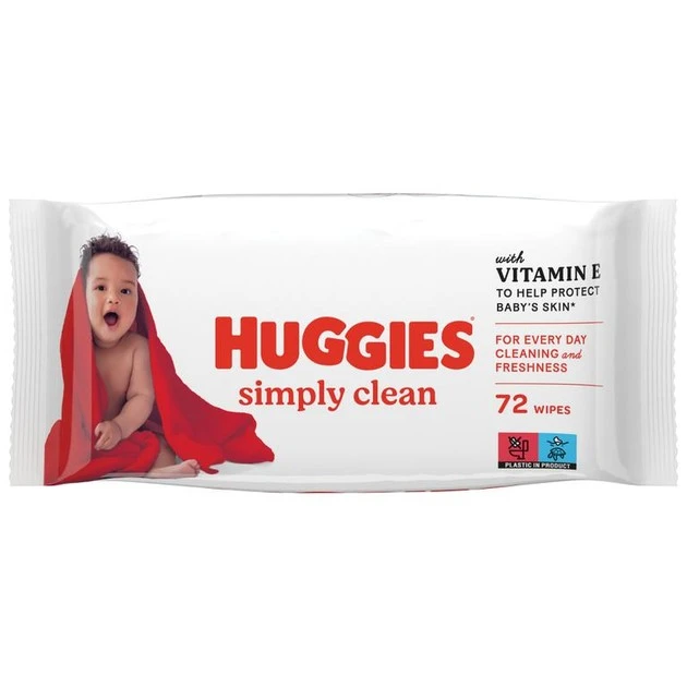 Вологі серветки багатошарові Simply clean Huggies, 72 шт/уп.