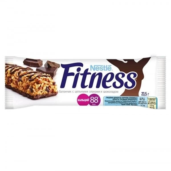 Сухий сніданок батончик злаковий з шоколадом Fitness Nestle, м/в 23.5г