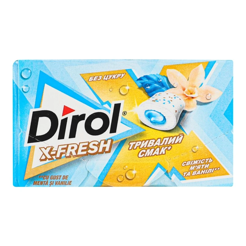 Гумка жувальна без цукру Свіжість м&#039;яти та ванілі X-Fresh Dirol, 19.5 г
