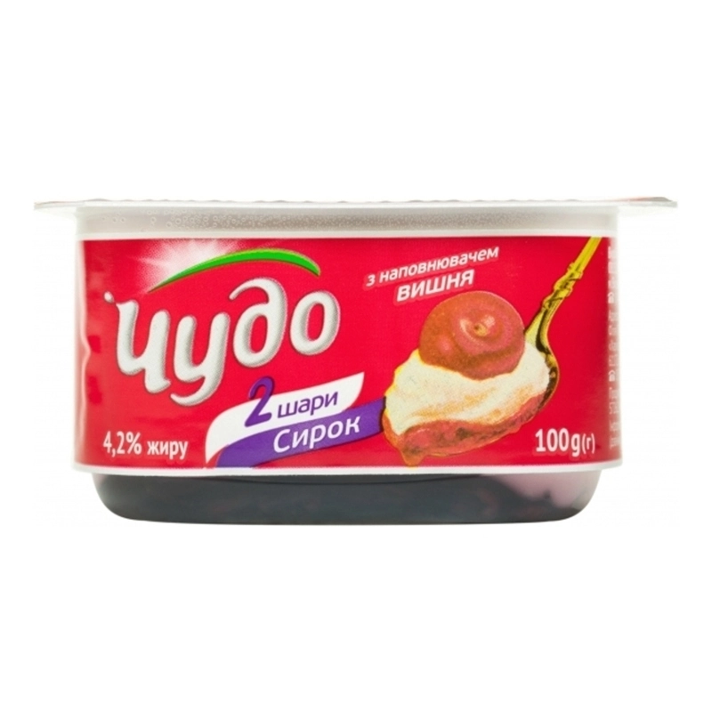Сирок 4.2% двошаровий Вишня Чудо, 100 г