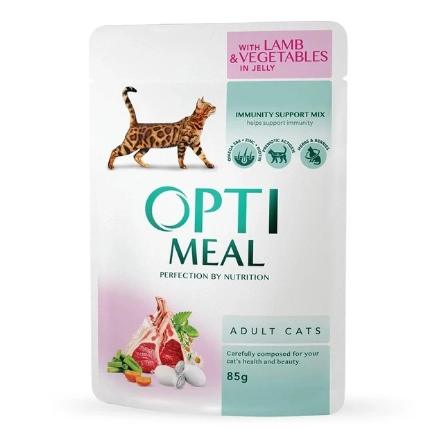 Корм для котів з ягням та овочами в желі Optimeal, 85 г
