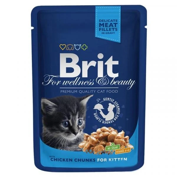 Корм для кошенят Шматочки курятини в соусі Premium Brit, 100 г