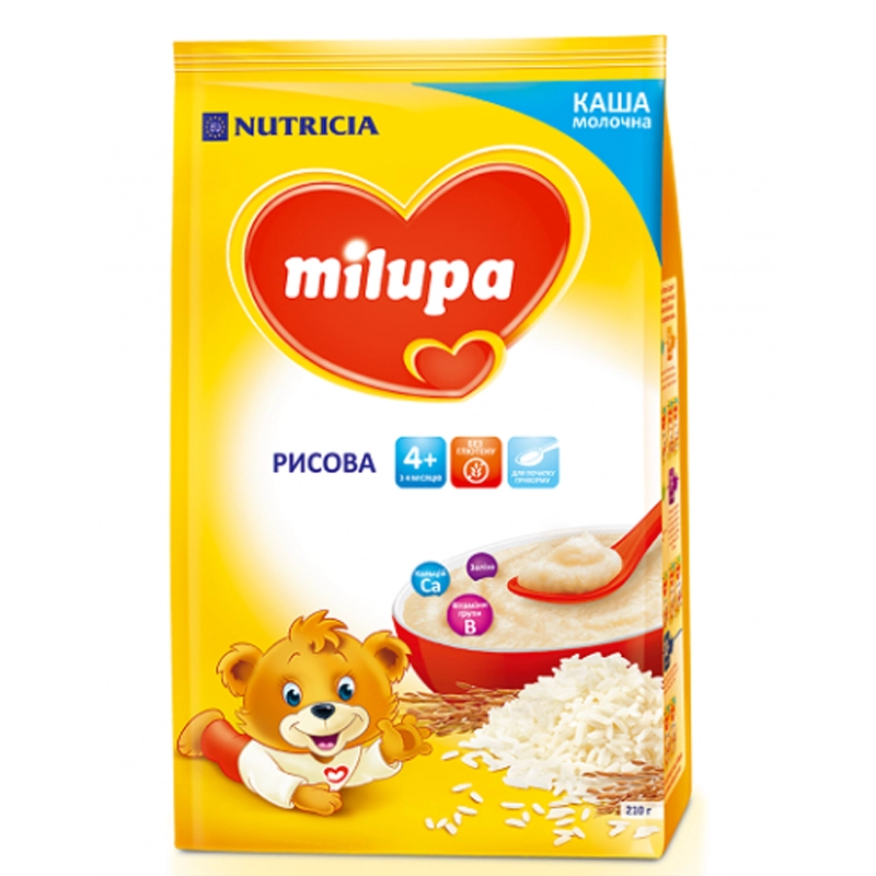 Каша молочна для дітей від 4 міс суха рисова Milupa, 210 г