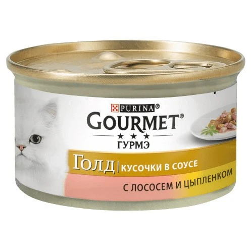 Корм для котів З лососем і куркою Gold Gourmet, 85 г