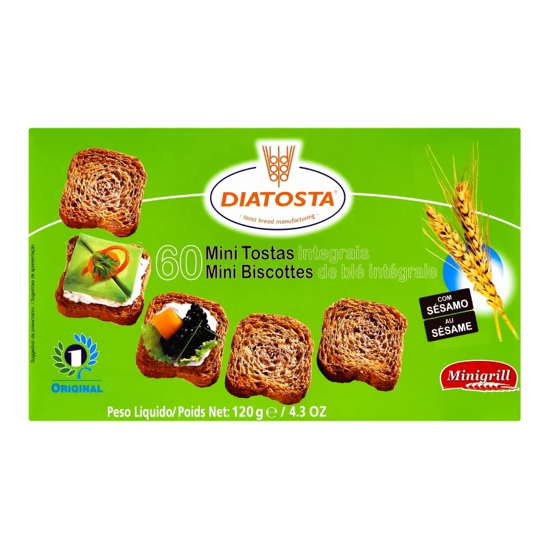 Тости пшеничні з цільного зерна Minigrill Diatosta, 120 г