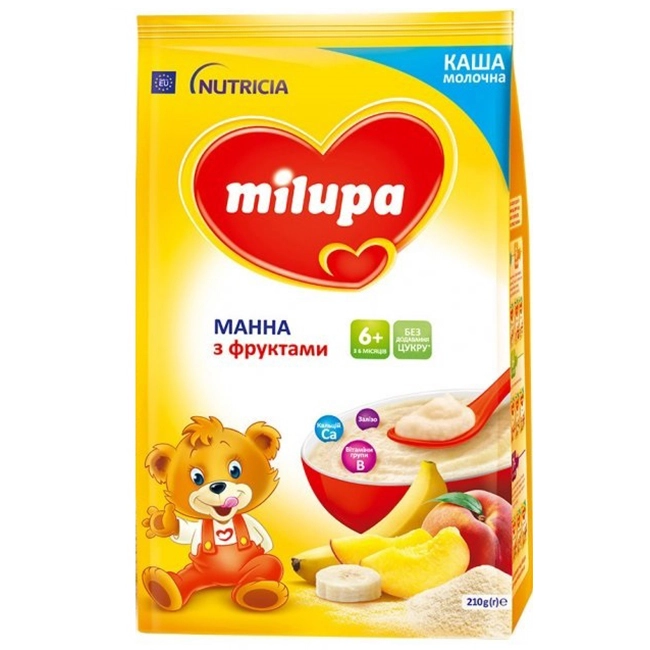Каша молочна манна з фруктами Milupa, 210 г