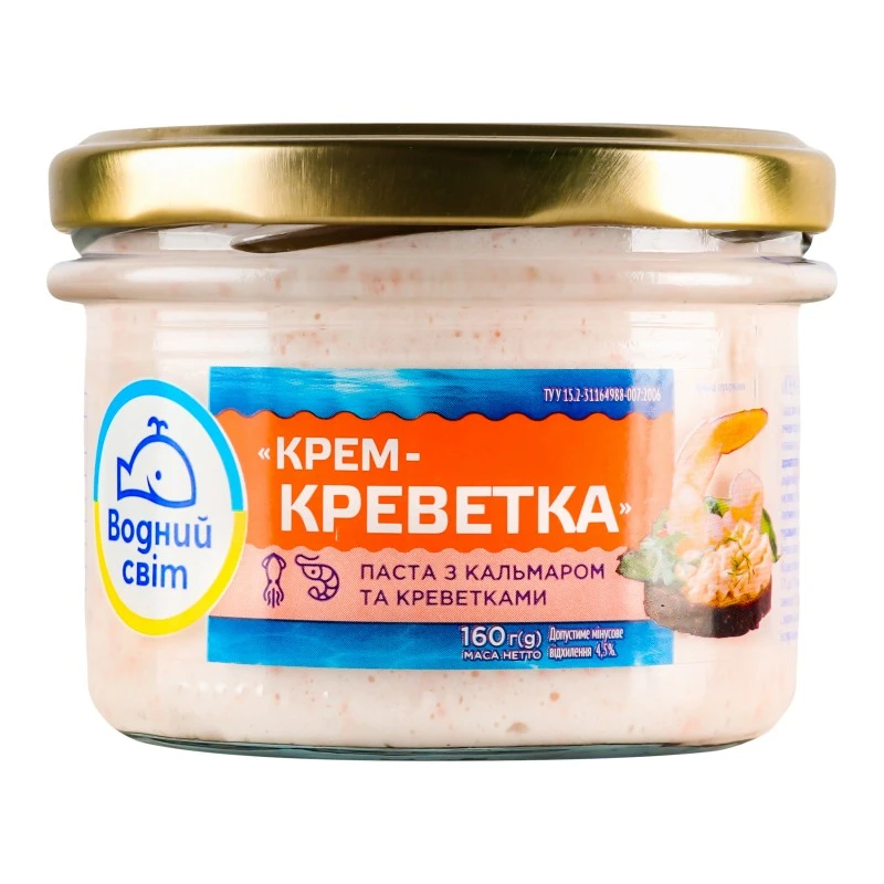 Паста з кальмаром та креветками Крем-креветка Водний світ, 160 г