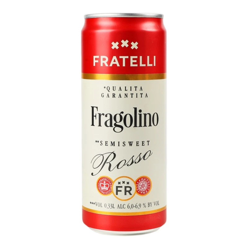 Напій винний ігристий червоний напівсолодкий Rosso Fragolino ж/б Tairovo, 0.33 л