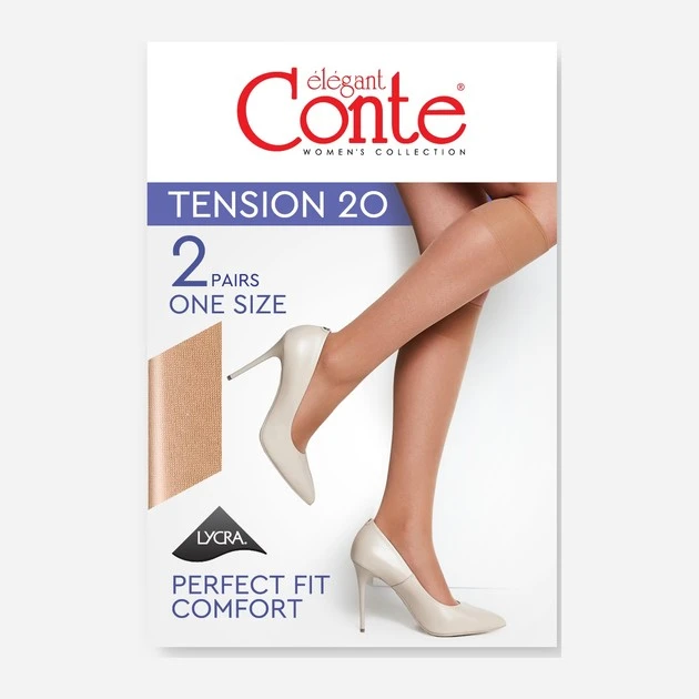 Напівпанчохи жіночі Tension 20 (2 пари) (EU), р.23-25, Natural Conte Elegant