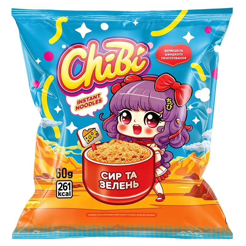 Вермішель швидкого приготування зі смаком сиру та зелені ChiBi, 60 г