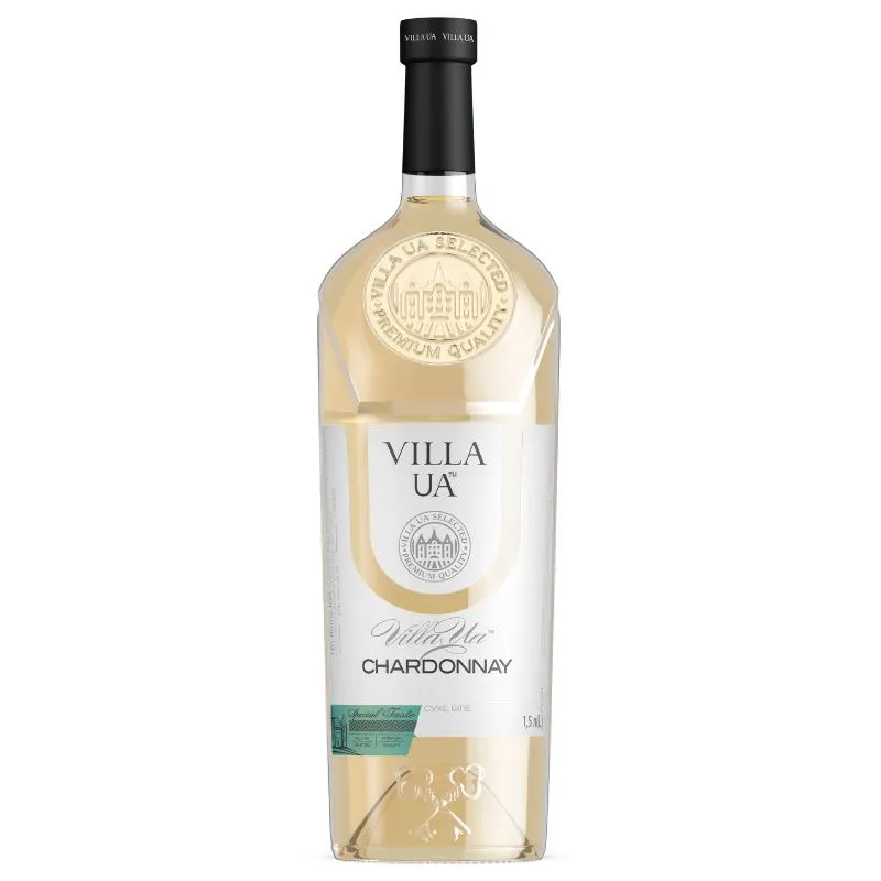 Вино бiле сухе Chardonnay Villa UA, 1.5 л