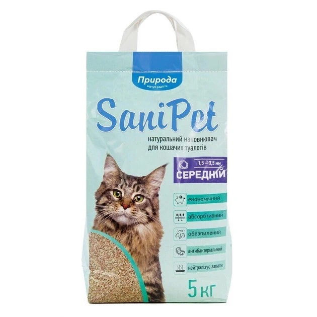 Гігієнічний наповнювач бентонітовий середній Sani Pet, 5 кг