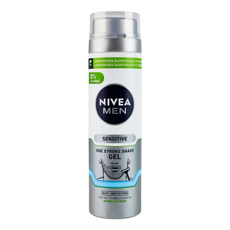 Гель для гоління One Stroke Shave Sensitive Nivea Men, 200 мл