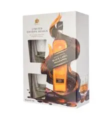 Набір Віскі Black Label Johnnie Walker, 0.7 л + 2 склянки