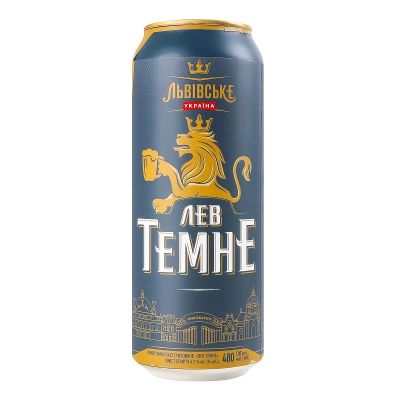 Пиво темне Лев Темне ж/б Львівське, 0.48 л