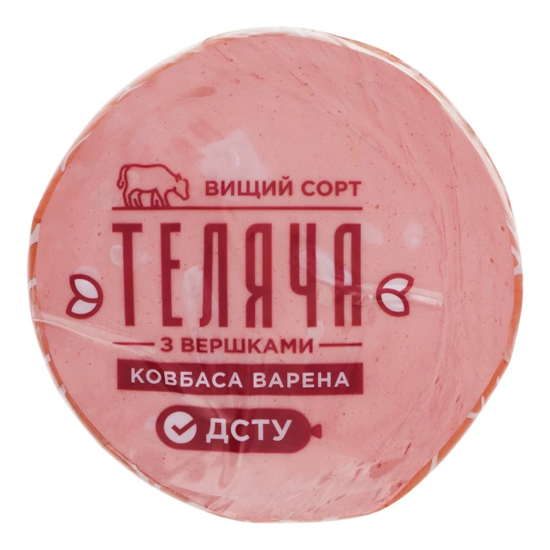 Ковбаса варена Теляча з вершками в/г Бащинський, 400 г