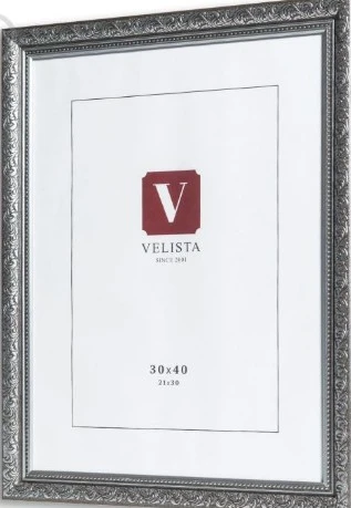 Рамка 30Е-1028v 30*40 срібло, пластик, ДВП, скло/оргскло, Velista, шт