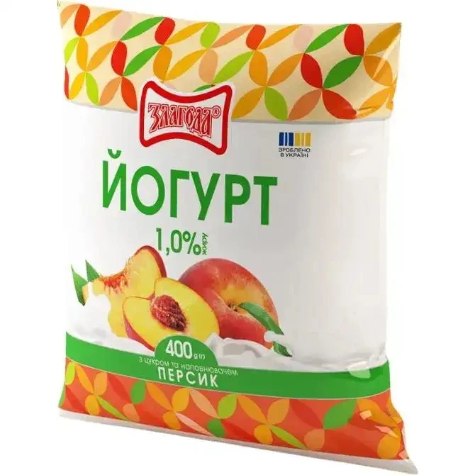 Йогурт 1% Персик Злагода, 400 г