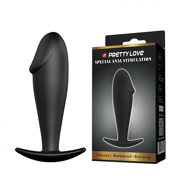 Анальна пробка Pretty Love Anal Butt Plug Penis Shaped Black, 10 х 3 см