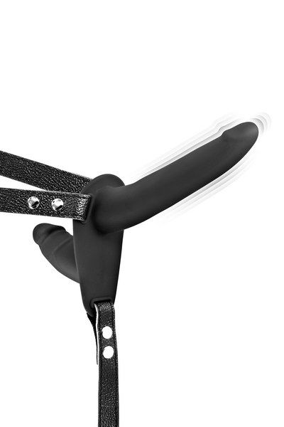 Двійний страпон з вібрацією Fetish Tentation Vibrating Strap-On with Double Dildo (Чорний)