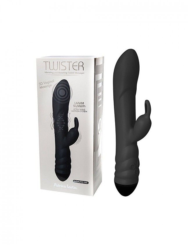 Вібратор кролик зі спіральним 3D-масажем Adrien Lastic Twister, 23 х 3,8 см