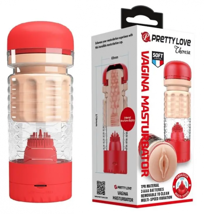Мастурбатор вагина с вибрацией Pretty Love  Theresa, 17,9 х 6,9 см