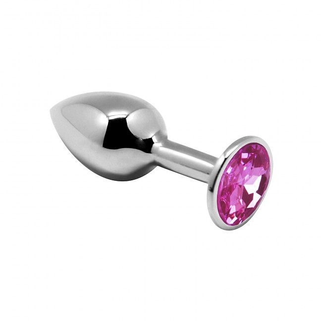Металлическая анальная пробка с кристаллом Alive Pink M