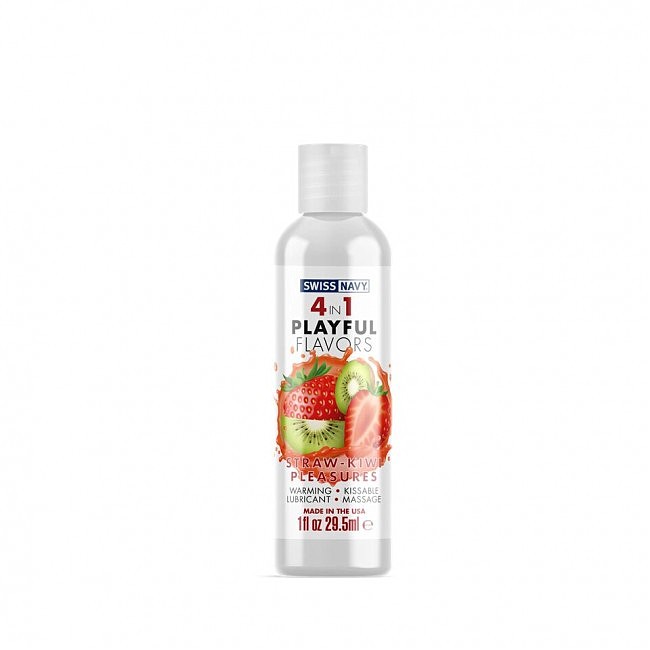 Лубрикант на водній основі Swiss Navy 4 in 1 Straw-Kiwi Pleasures (29,5 мл)