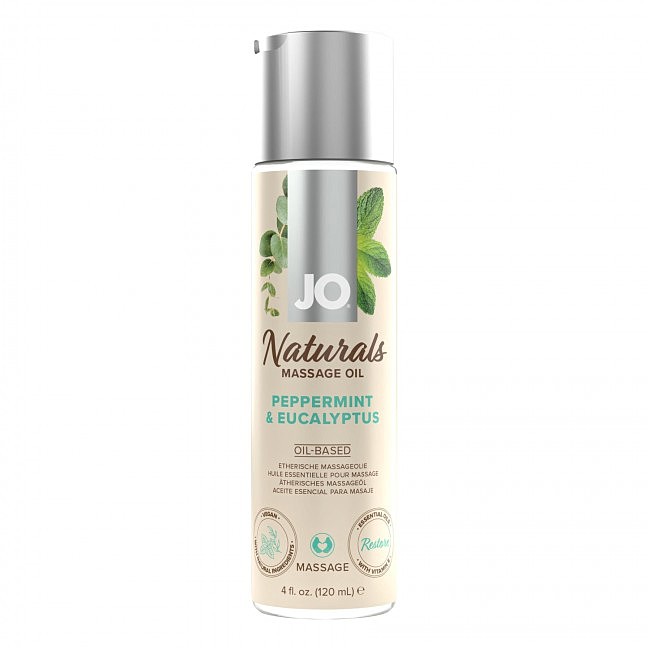 Масажна олія System JO Naturals Massage Oil Peppermint & Eucalyptus, 120 мл