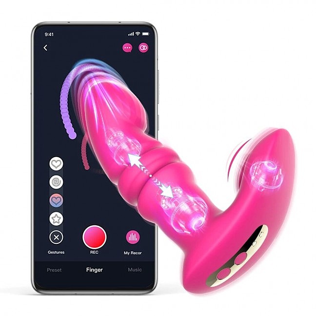 Вібратор з поступальними рухами Fun Town Jive Pink з додатком