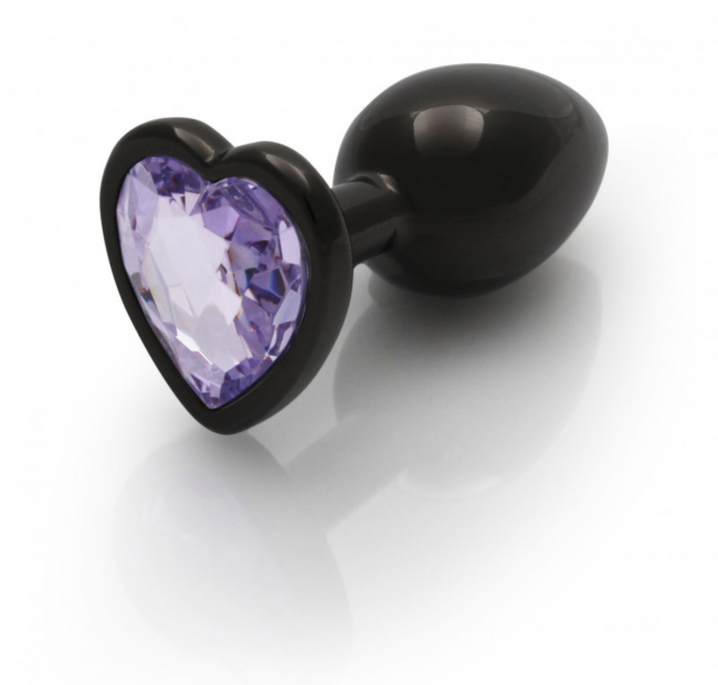 Металева анальна пробка Heart Gem, розмір S колір: чорний/фіолетовий Ouch!