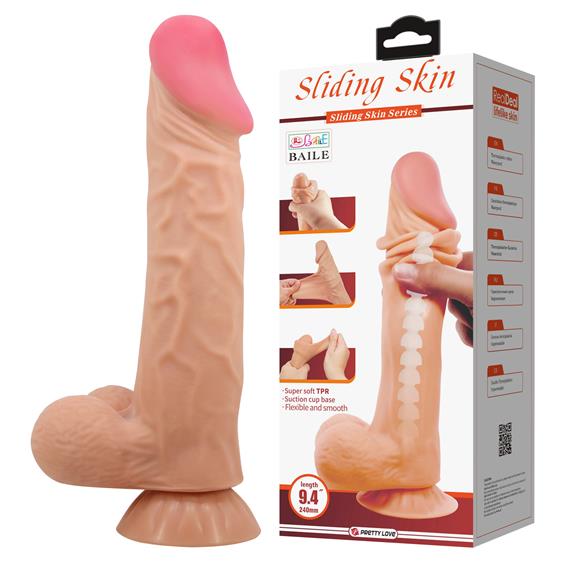 Фаллоімітатор з рухливою шкірою Pretty Love Sliding Skin 9.4 Flesh, 24 х 5 см