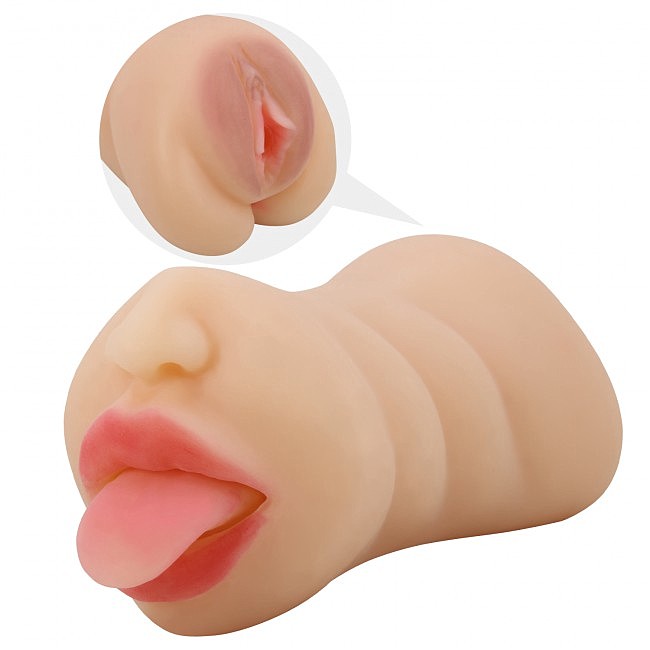 Двосторонній мастурбатор ротик-вагіна Crazy Bull Sarah Masturbator Flesh, 18 х 8,5 см