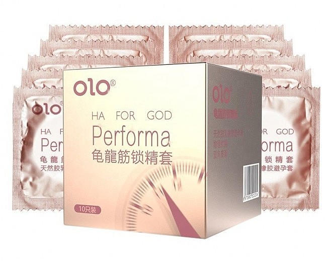 Латексні тонкі текстуровані презервативи з ароматом ванілі OLO  HA FOR GOD Performa, 10 шт