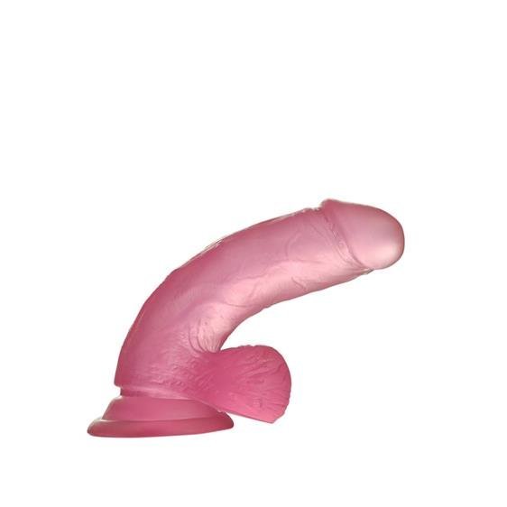 Гелевый фалоимитатор с мошонкой Jelly Studs Crystal Dildo Small 6 Pink LoveToy, 15,5 х 3,5 см