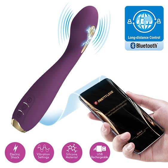 Вагінальний смарт-вібратор з електростимуляцією Hector Vibrator Dark Purple (App), 19,5 х 3,2 см