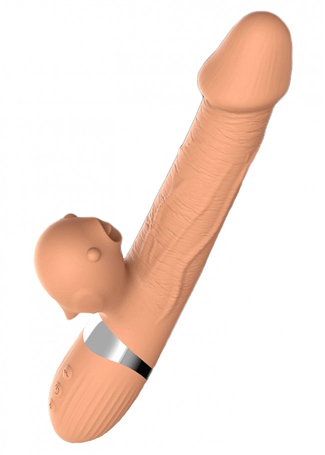 Вібратор-кролик Basia Thtusting Vibrator 2in1, вібрація + ротація + поштовхи вгору-вниз, 24 х 3,5 см