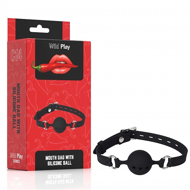Повітропроникний кляп Erospace Wild Play Mouth Gag With Silicone Ball C14, діаметр шарика 4,2 см