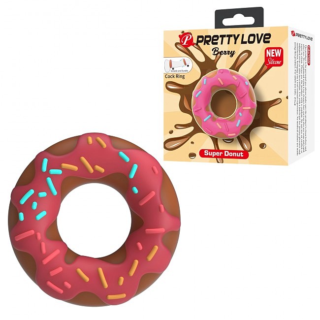 Ерекційне кільце-пончик Pretty Love Berry Super Donut Silicone Cock Ring, 4,6 х 2 см