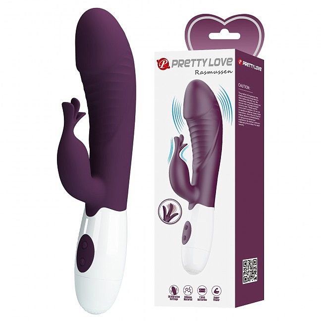 Багатофункціональний вібратор-кролик Pretty Love Rasmussen Dual Vibrator Purple, 19,8 х 3,6 см