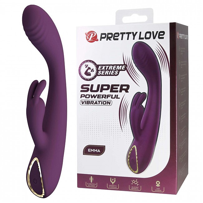 Перезаряджуваний вібратор-кролик Pretty Love Emma Powerful Silicone Rabbit Vibrator, 15,8 х 2,1 см