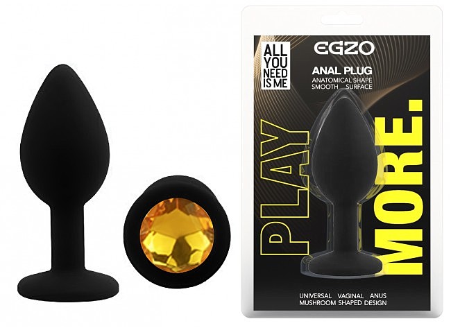 Чорна анальна пробка EGZO Silicone Black Round Plug, силікон, 7 х 2,8 см (рожевий)