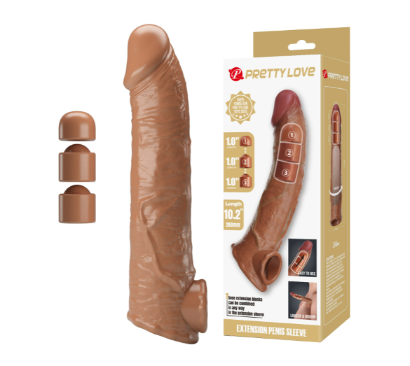 Збільшувальна насадка на член Pretty Love Damell Penis Sleeve, 19,8 х 4,3 см (тілесний)