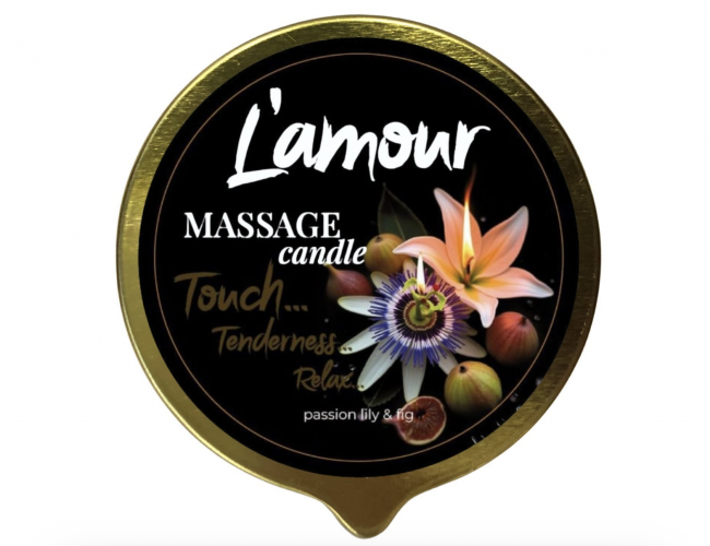 Масажна свічка Lamour Passion Лілія та Інжир, золота, 70 мл