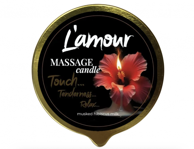 Масажна свічка Lamour Musked Hibiscus & Milk, золота, 70 мл