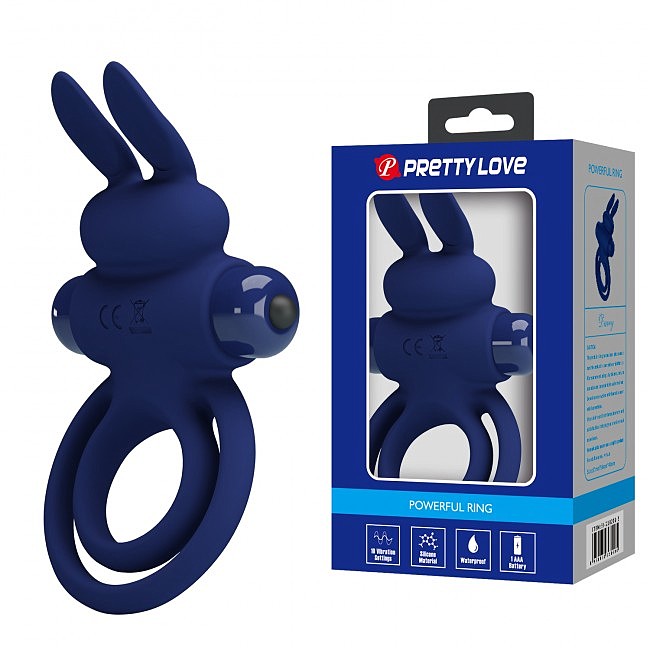 Pretty Love Vibro Penis Ring Bunny III Blue (Фіолетовий)