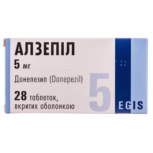 АЛЗЕПИЛ таблетки, в/о, по 5 мг 28 (14х2)