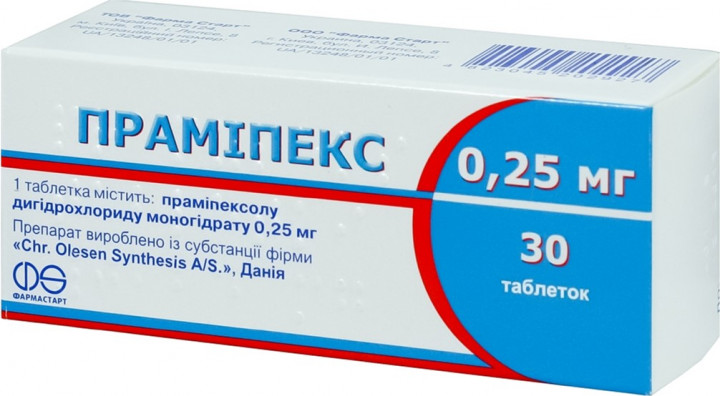 ПРАМИПЕКС табл. 0,25 мг N30