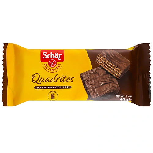 Вафлі з какао в темному шоколаді Quadritos Schar м/у 40г